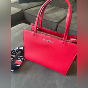 KARL LAGERFELD PARIS Red Genuine Leather Purse